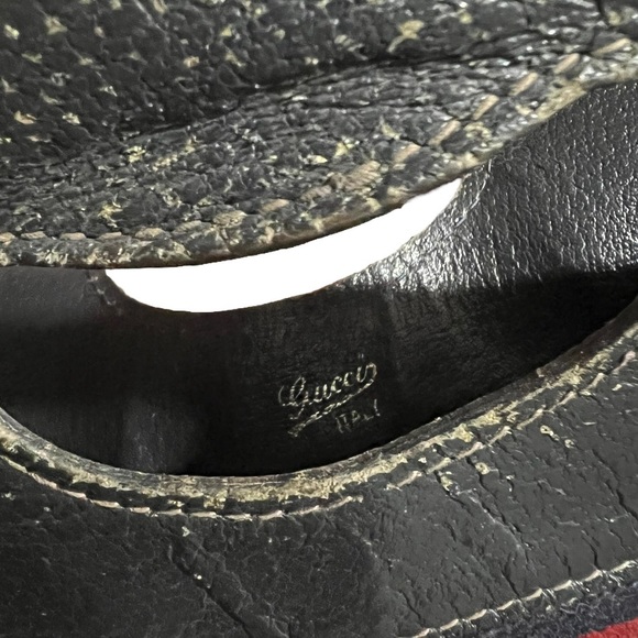 Gucci • RARE Vintage GG Web Monogram Navy PVC Leather Purse Tote Bag Handbag - Picture 14 of 16